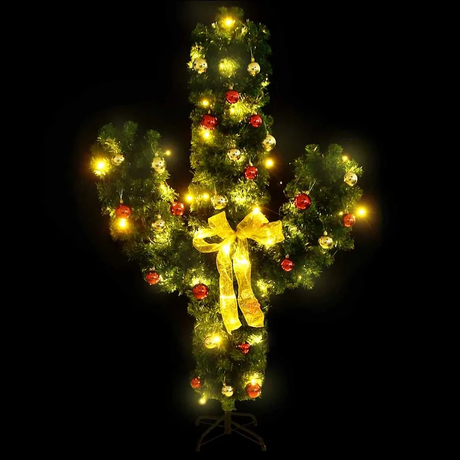 Cactus de Noël avec support et LED Vert 180 cm PVC - 3