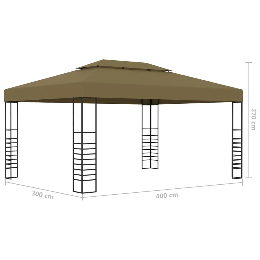 Tonnelle avec guirlande lumineuse à LED 3x4 m Taupe - 10