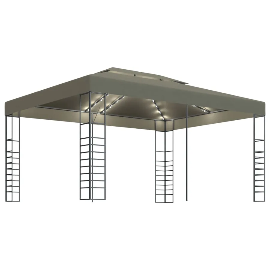 Tonnelle avec guirlande lumineuse à LED 3x4 m Taupe - 2