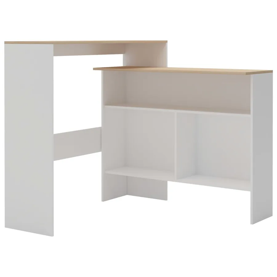 Table de bar avec 2 dessus de table Blanc et chêne 130x40x120cm - 2