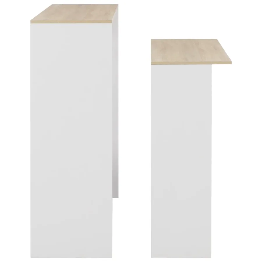 Table de bar avec 2 dessus de table Blanc et chêne 130x40x120cm - 6