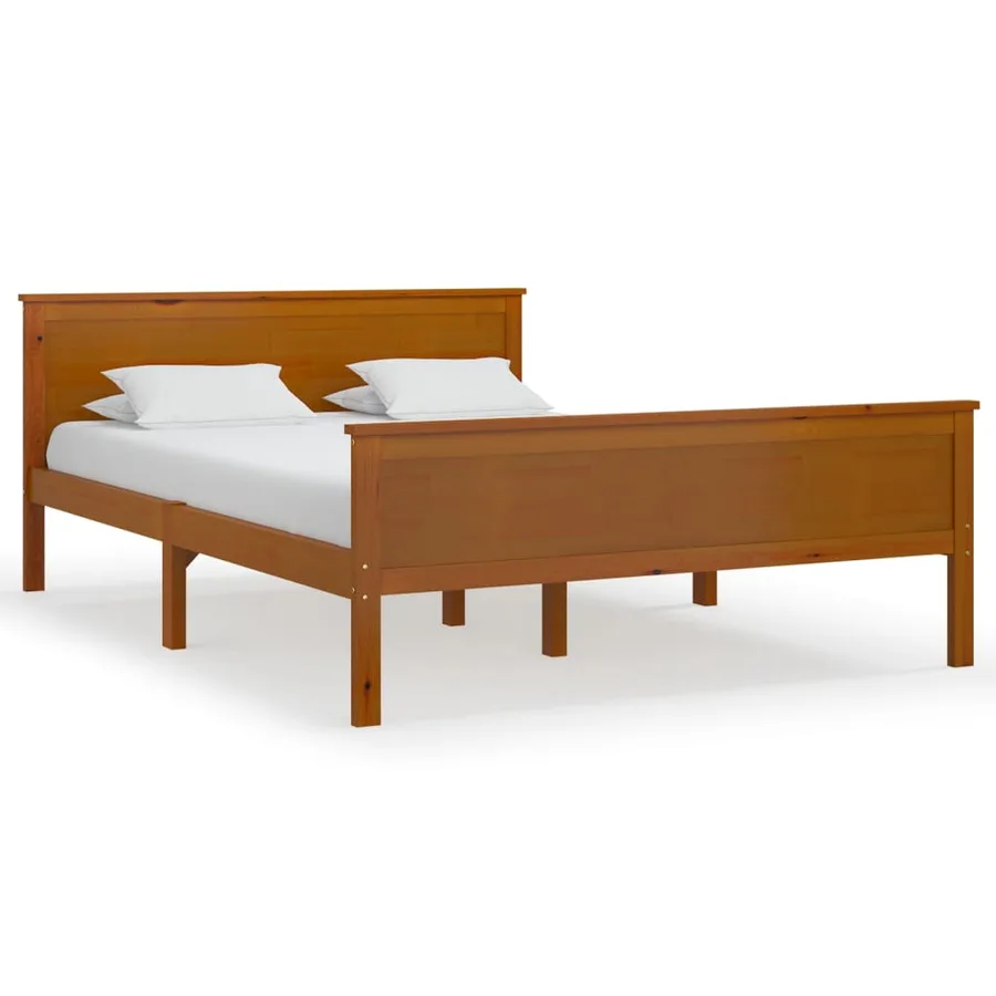 Cadre de lit sans matelas marron miel pin massif 120x200 cm - 2