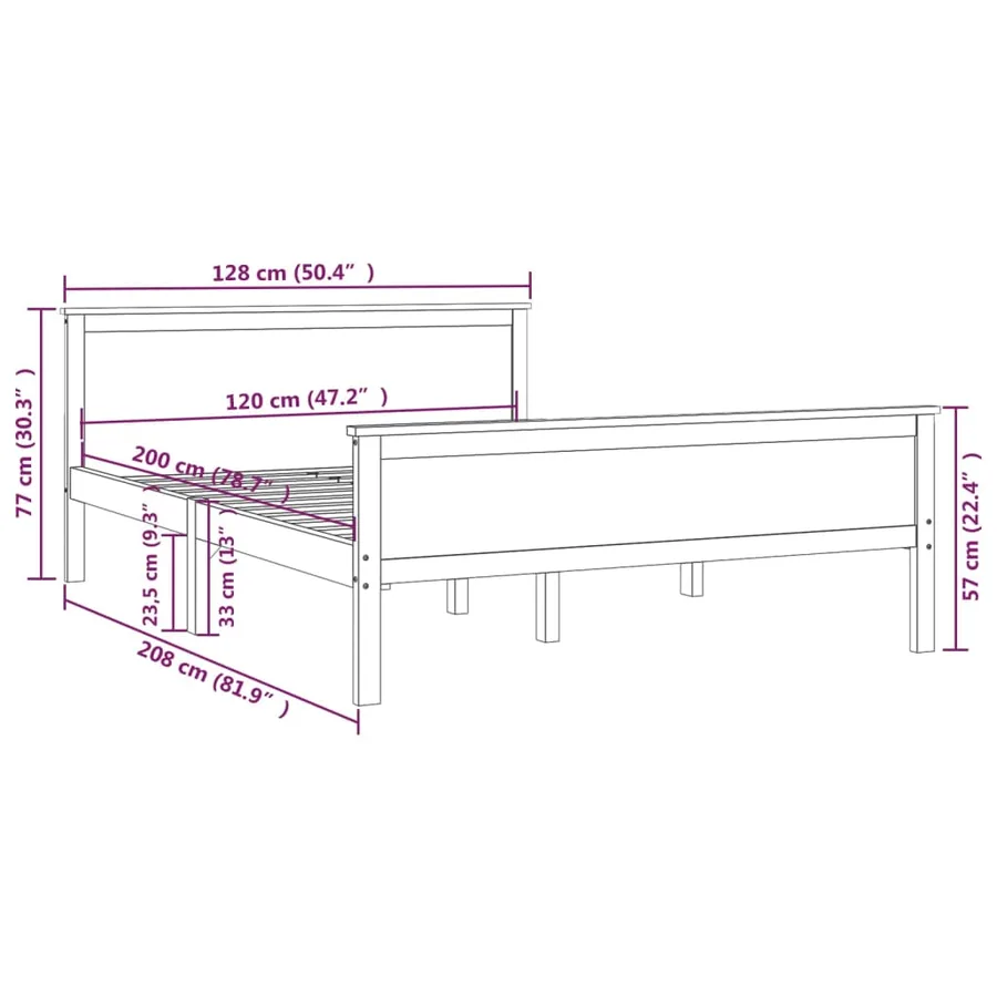 Cadre de lit sans matelas marron miel pin massif 120x200 cm - 7