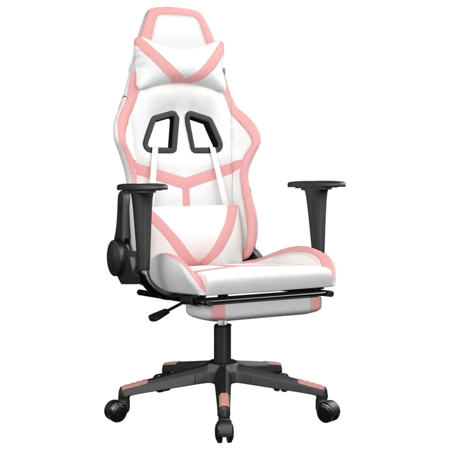 Chaise de jeu avec repose-pied Blanc et rose Similicuir - 2