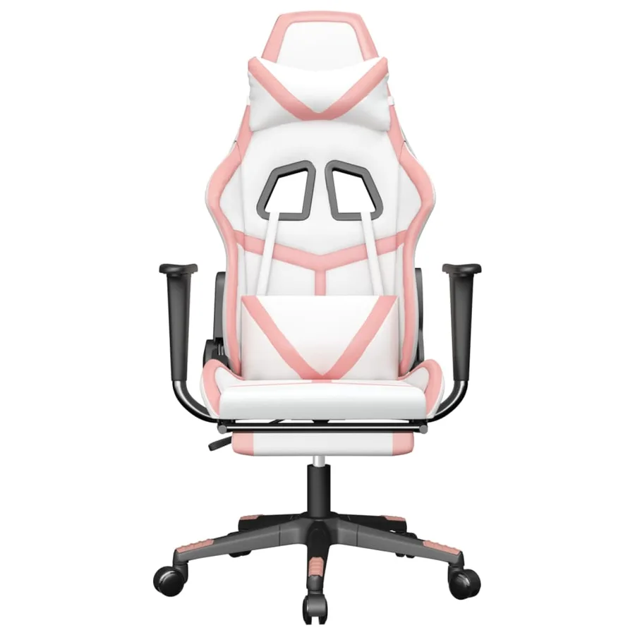 Chaise de jeu avec repose-pied Blanc et rose Similicuir - 3