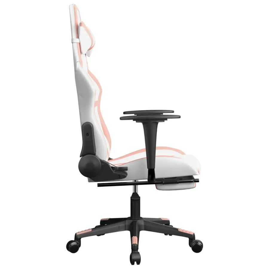 Chaise de jeu avec repose-pied Blanc et rose Similicuir - 4