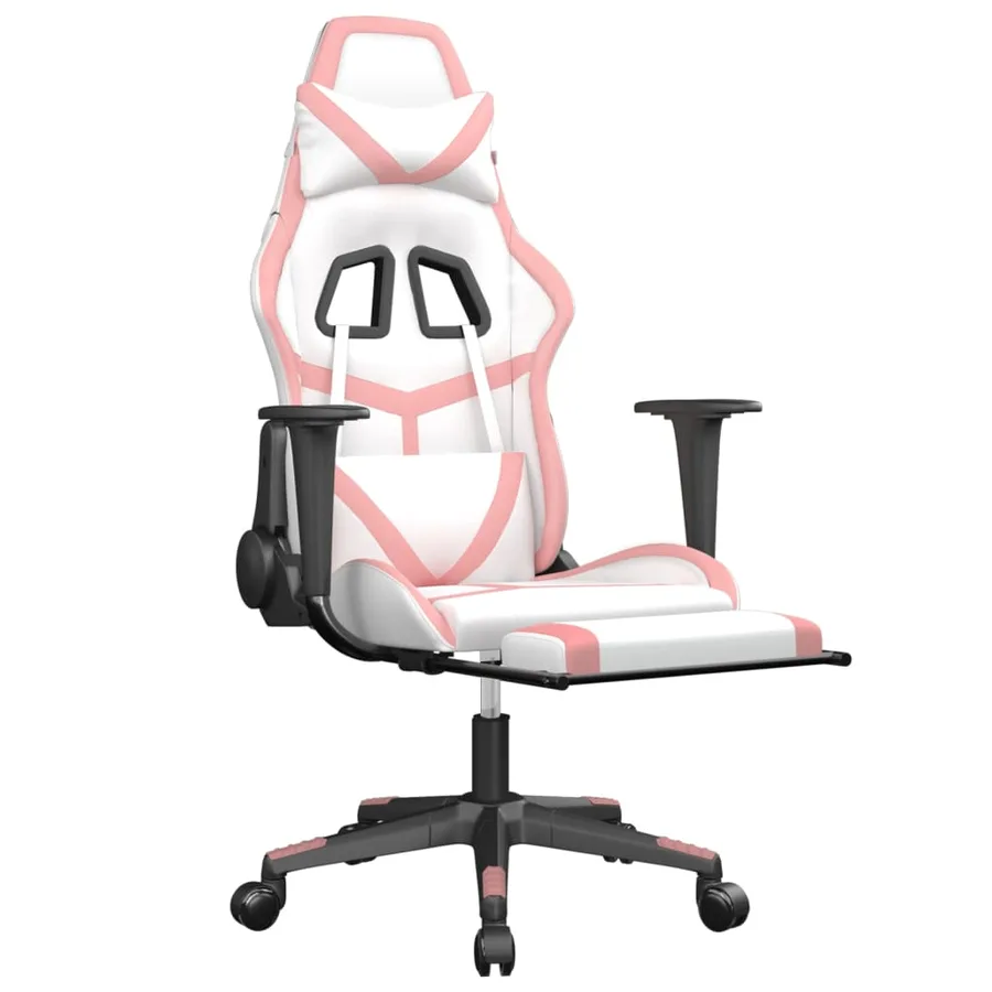 Chaise de jeu avec repose-pied Blanc et rose Similicuir - 6