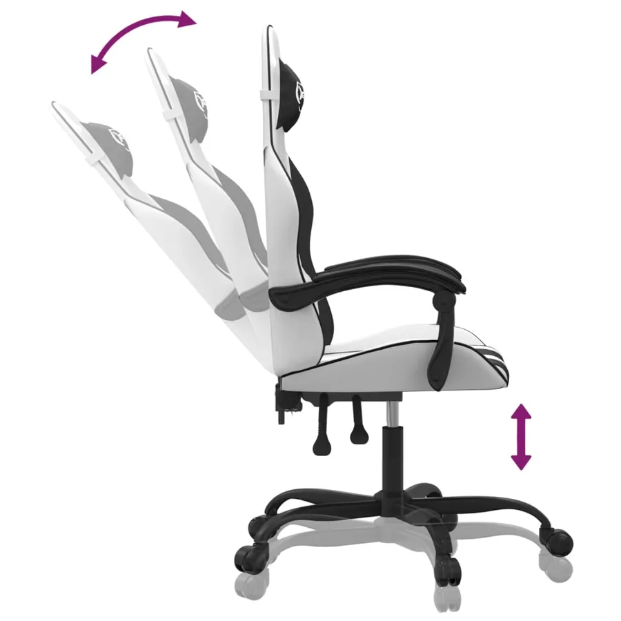 Chaise de jeu Blanc et noir Similicuir - 6