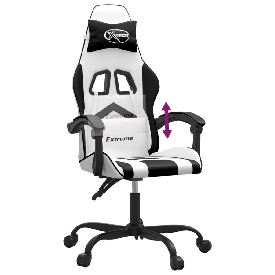Chaise de jeu Blanc et noir Similicuir - 7