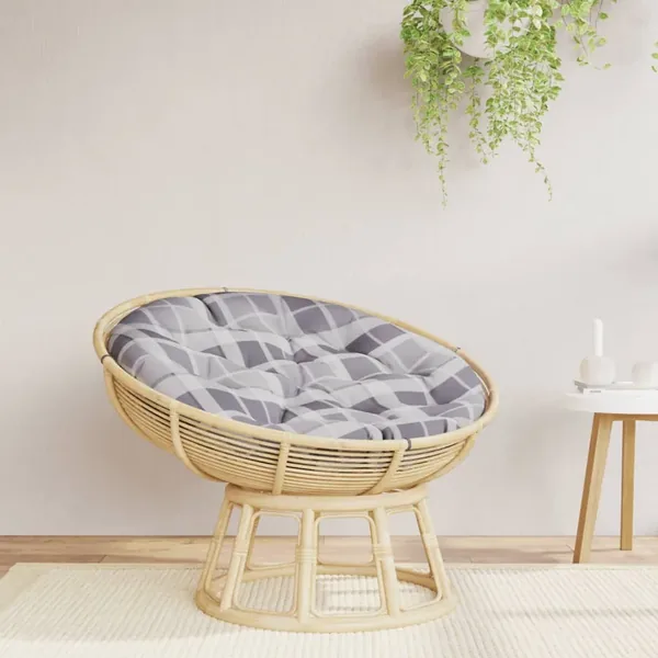 Coussin rond motif à carreaux gris Ø 100 x11 cm tissu oxford