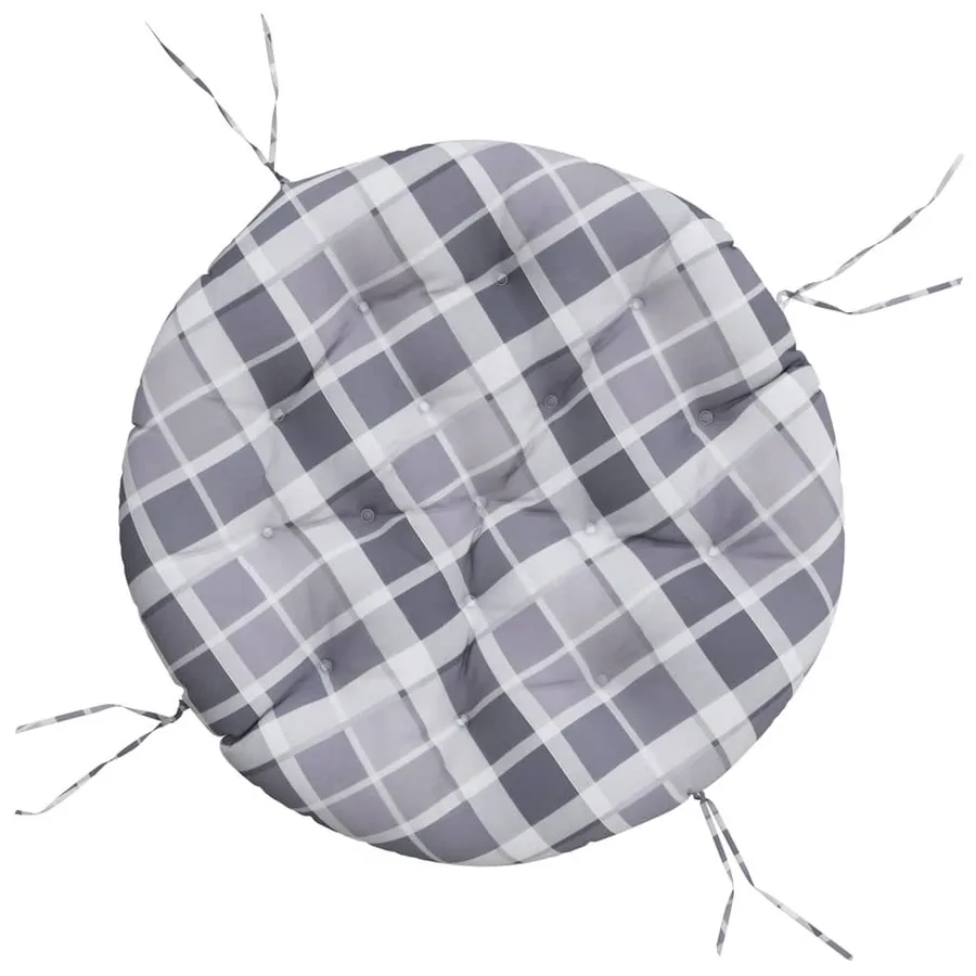 Coussin rond motif à carreaux gris Ø 100 x11 cm tissu oxford - 2