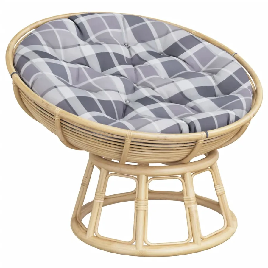 Coussin rond motif à carreaux gris Ø 100 x11 cm tissu oxford - 3
