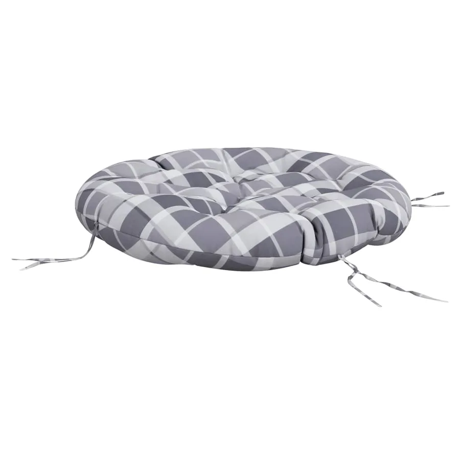 Coussin rond motif à carreaux gris Ø 100 x11 cm tissu oxford - 4