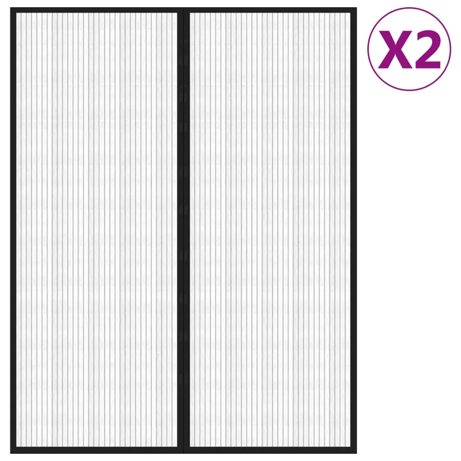 Rideaux de porte anti-insectes 2 pcs et aimants noir 230x160 cm - 2