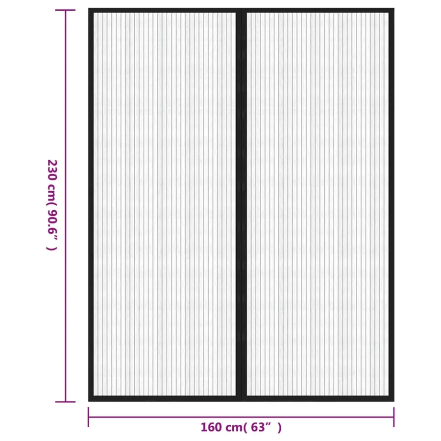 Rideaux de porte anti-insectes 2 pcs et aimants noir 230x160 cm - 8