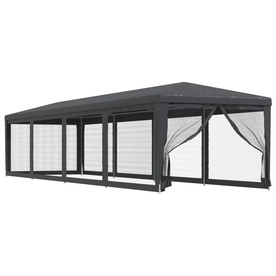 Tente de fête et 10 parois latérales en maille Anthracite 3x12m - 2