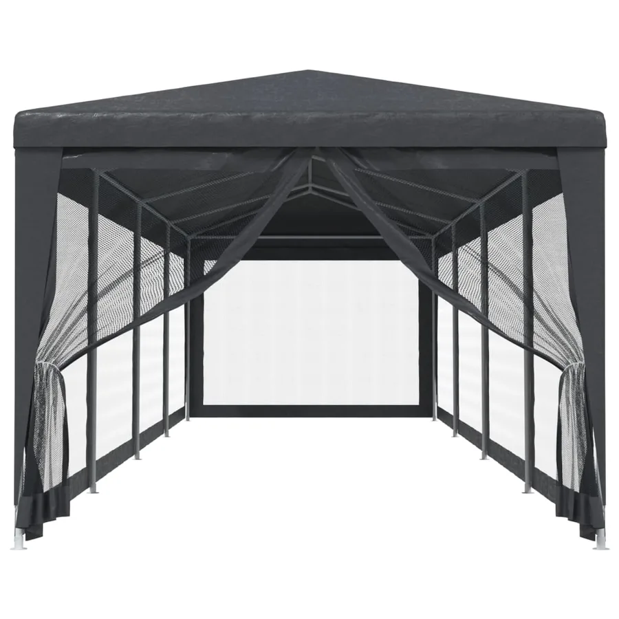 Tente de fête et 10 parois latérales en maille Anthracite 3x12m - 3