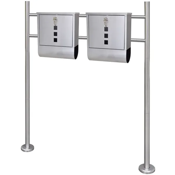 Double boîte à lettre sur support en acier inoxydable