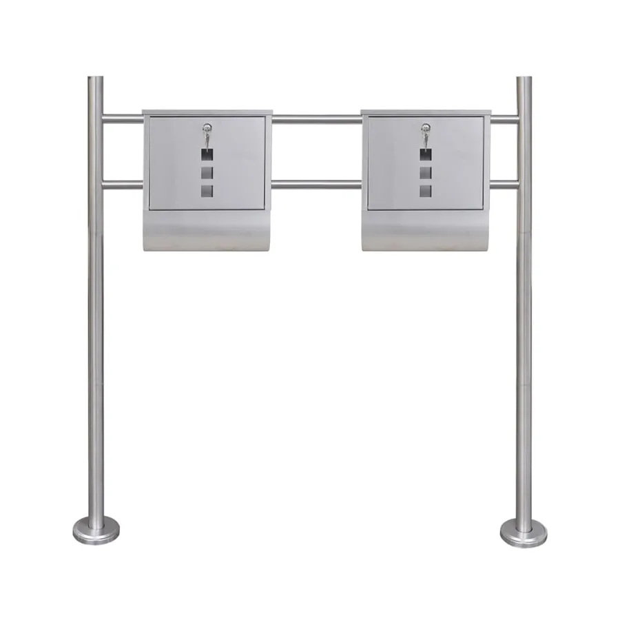 Double boîte à lettre sur support en acier inoxydable - 2