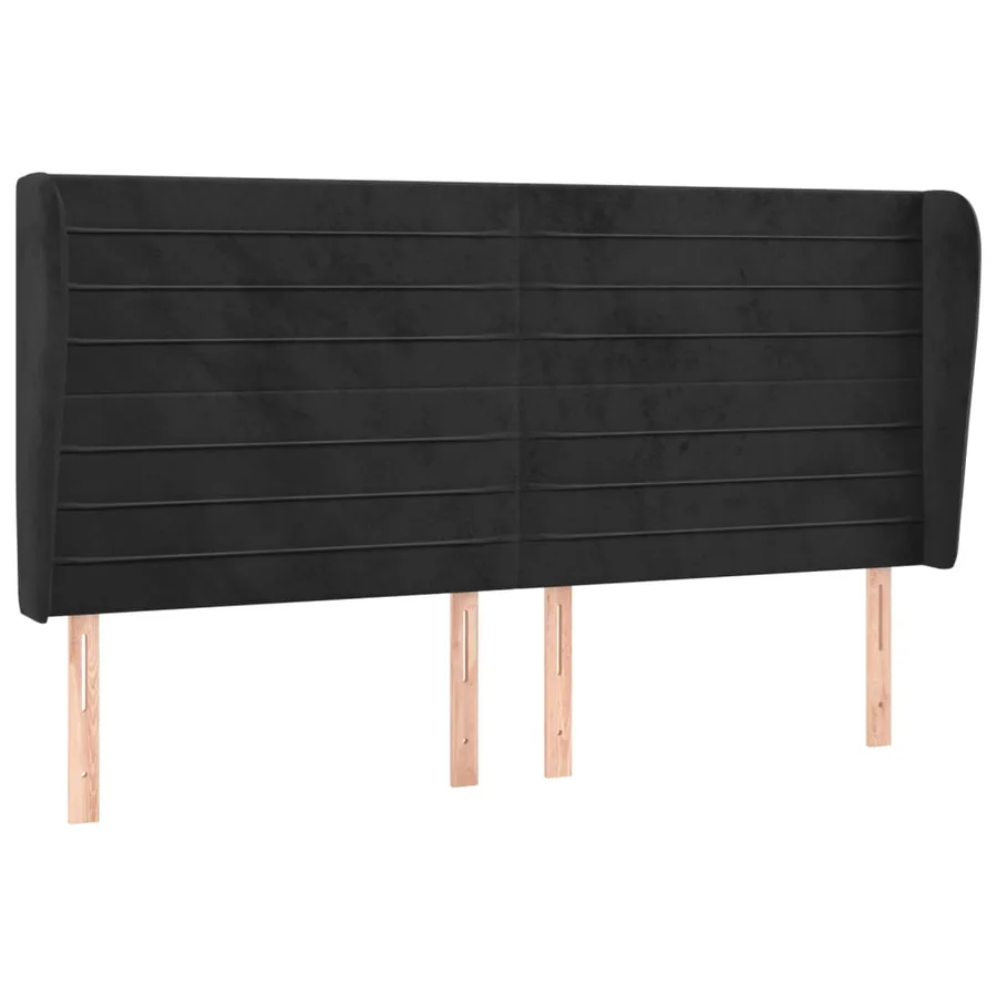 Tête de lit avec oreilles Noir 163x23x118/128 cm Velours - 2