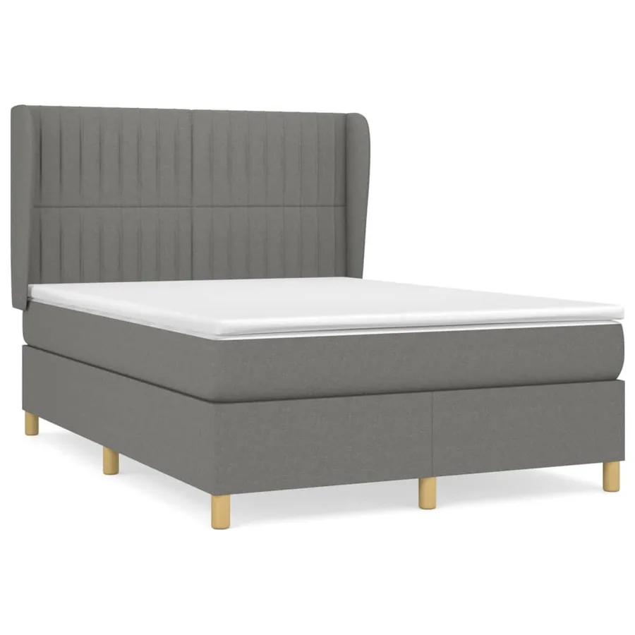 Sommier à lattes de lit avec matelas Gris foncé 140x200cm Tissu - 2