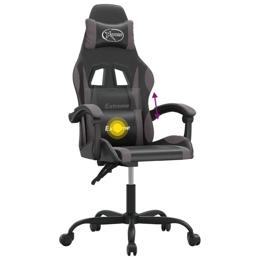 Chaise de jeu pivotante Noir et gris Similicuir - 11