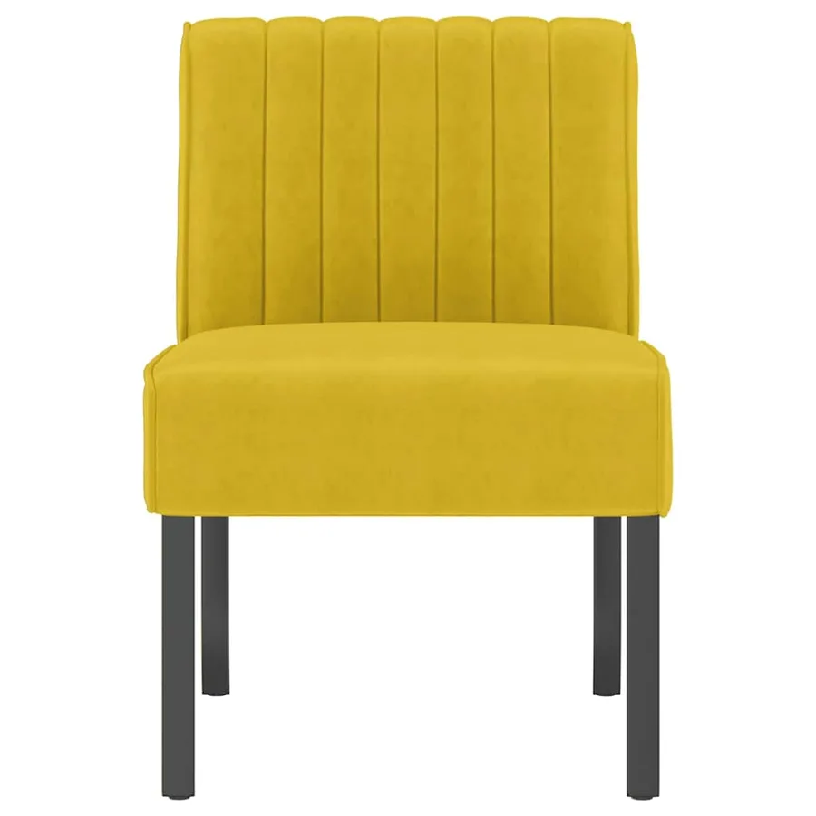 Fauteuil sans accoudoirs jaune velours - 3