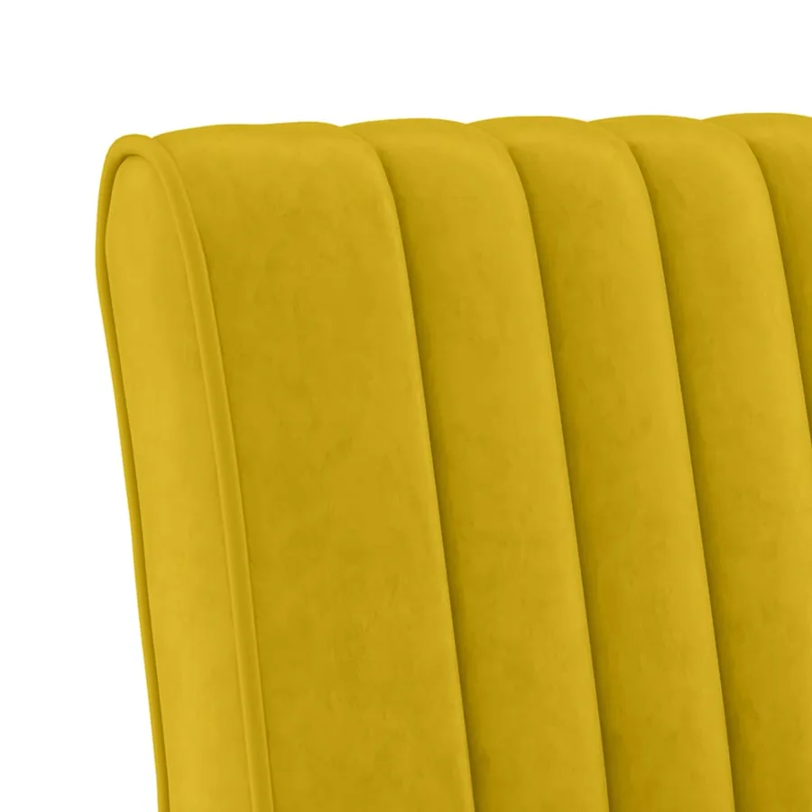 Fauteuil sans accoudoirs jaune velours - 6