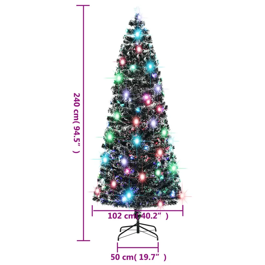 Arbre de Noël pré-éclairé vert et blanc 240 cm fibre optique - 7