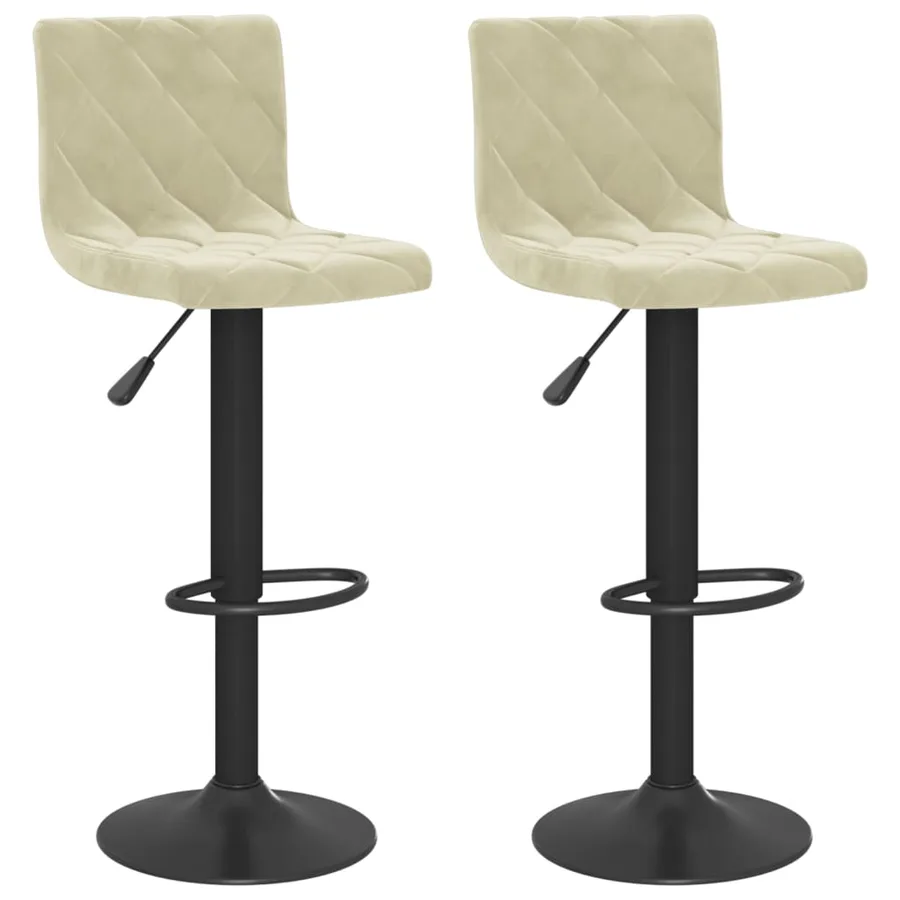 Tabourets de bar lot de 2 crème velours - 2