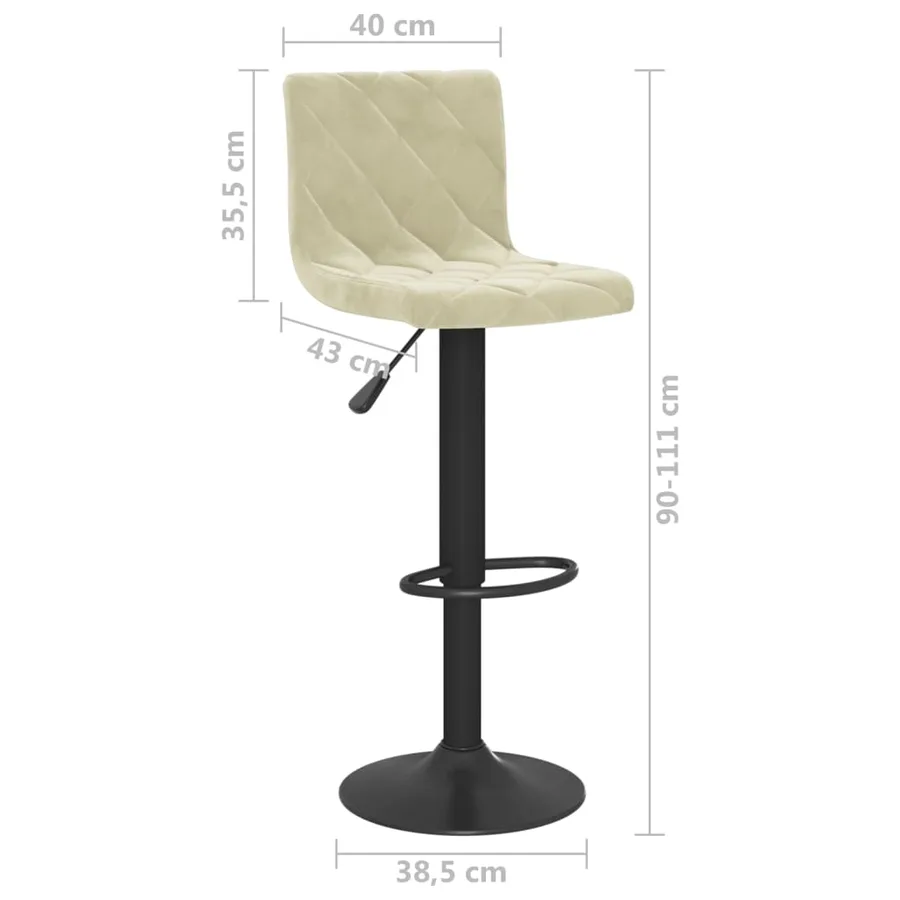 Tabourets de bar lot de 2 crème velours - 9