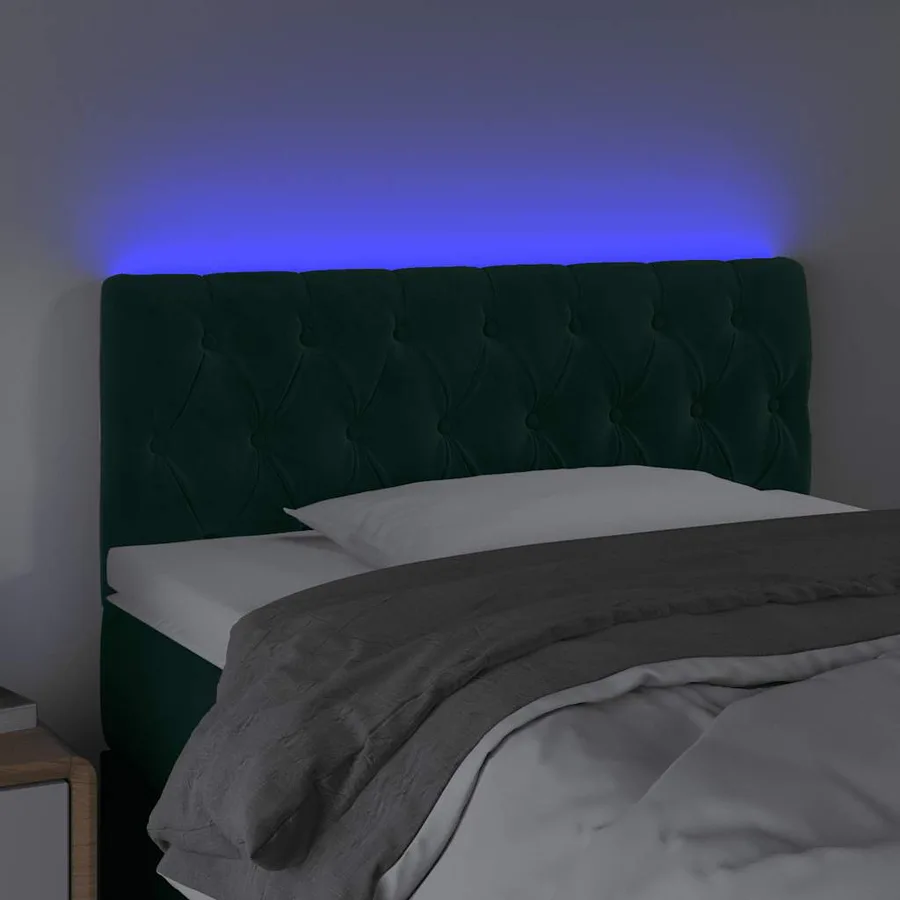 Tête de lit à LED Vert foncé 100x7x78/88 cm Velours - 3