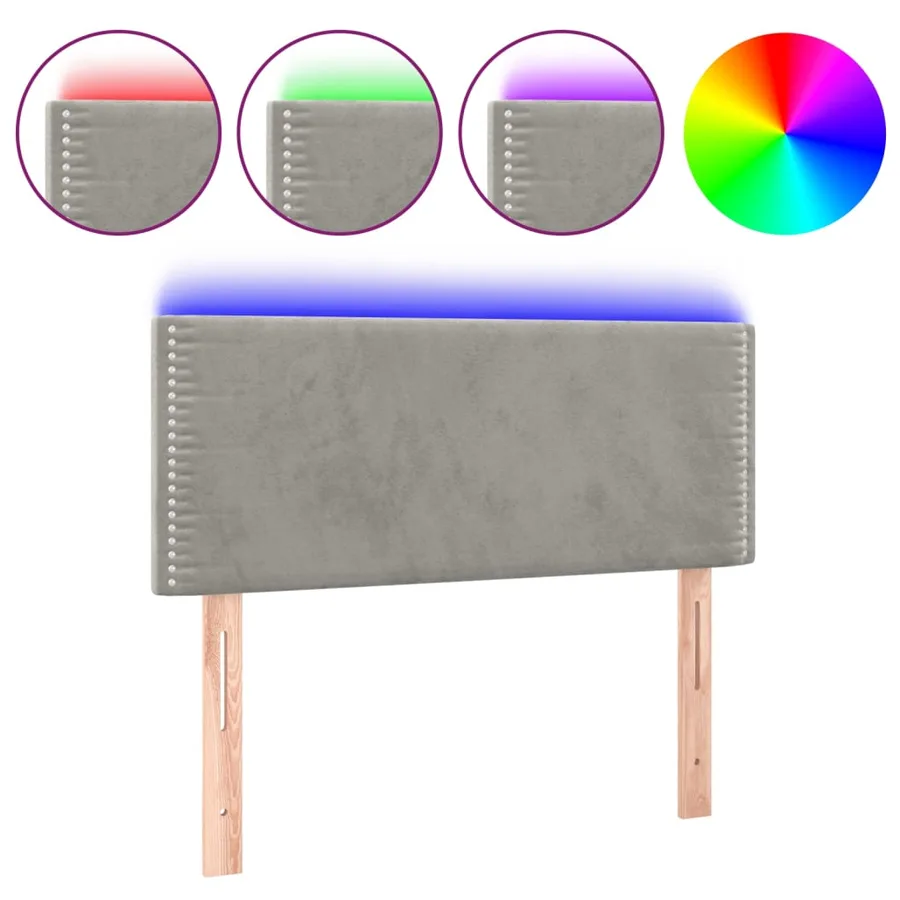 Tête de lit à LED Gris clair 90x5x78/88 cm Velours - 2