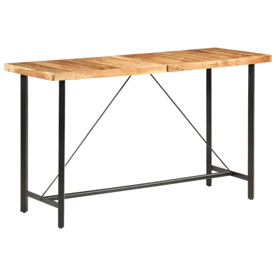 Ensemble de bar 9 pcs Bois d'acacia solide et cuir véritable - 16