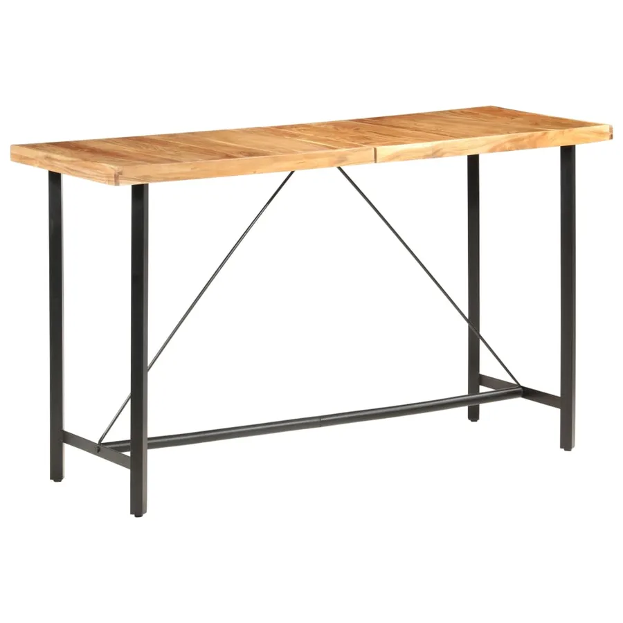 Ensemble de bar 9 pcs Bois d'acacia solide et cuir véritable - 18