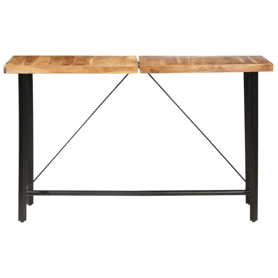 Ensemble de bar 9 pcs Bois d'acacia solide et cuir véritable - 2