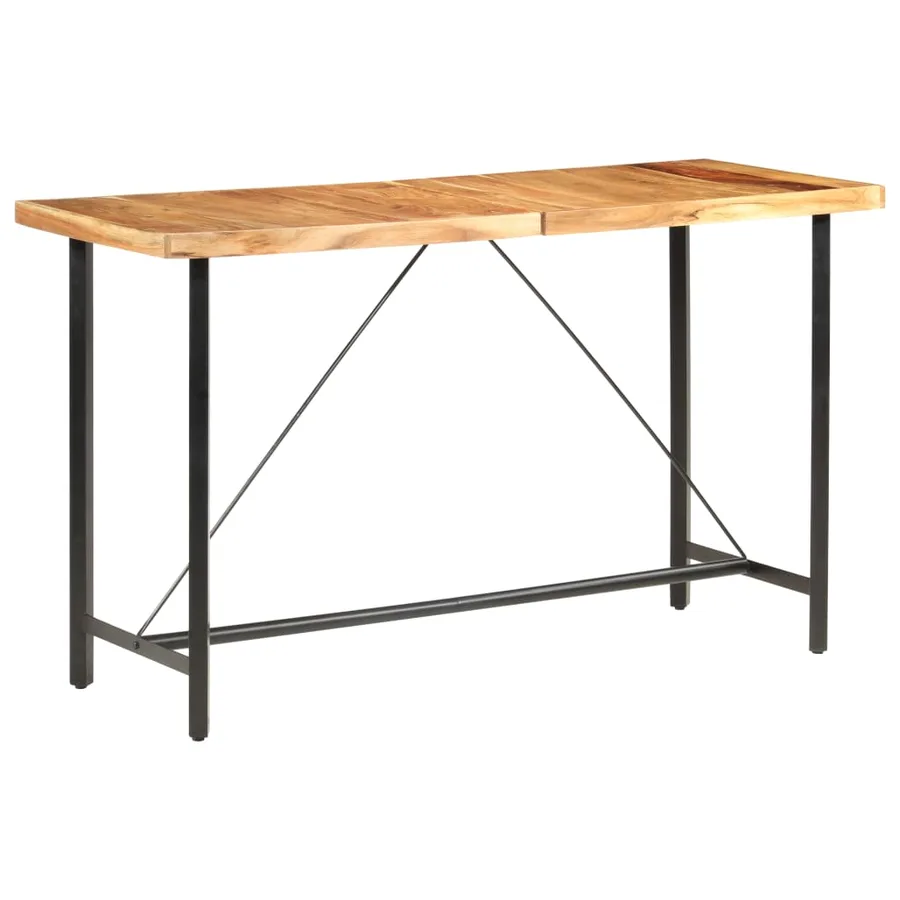 Ensemble de bar 9 pcs Bois d'acacia solide et cuir véritable - 7