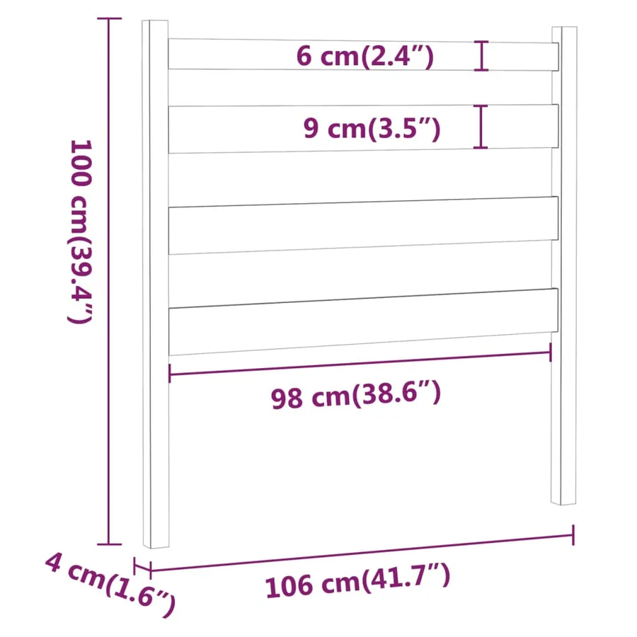 Tête de lit Blanc 106x4x100 cm Bois massif de pin - 6