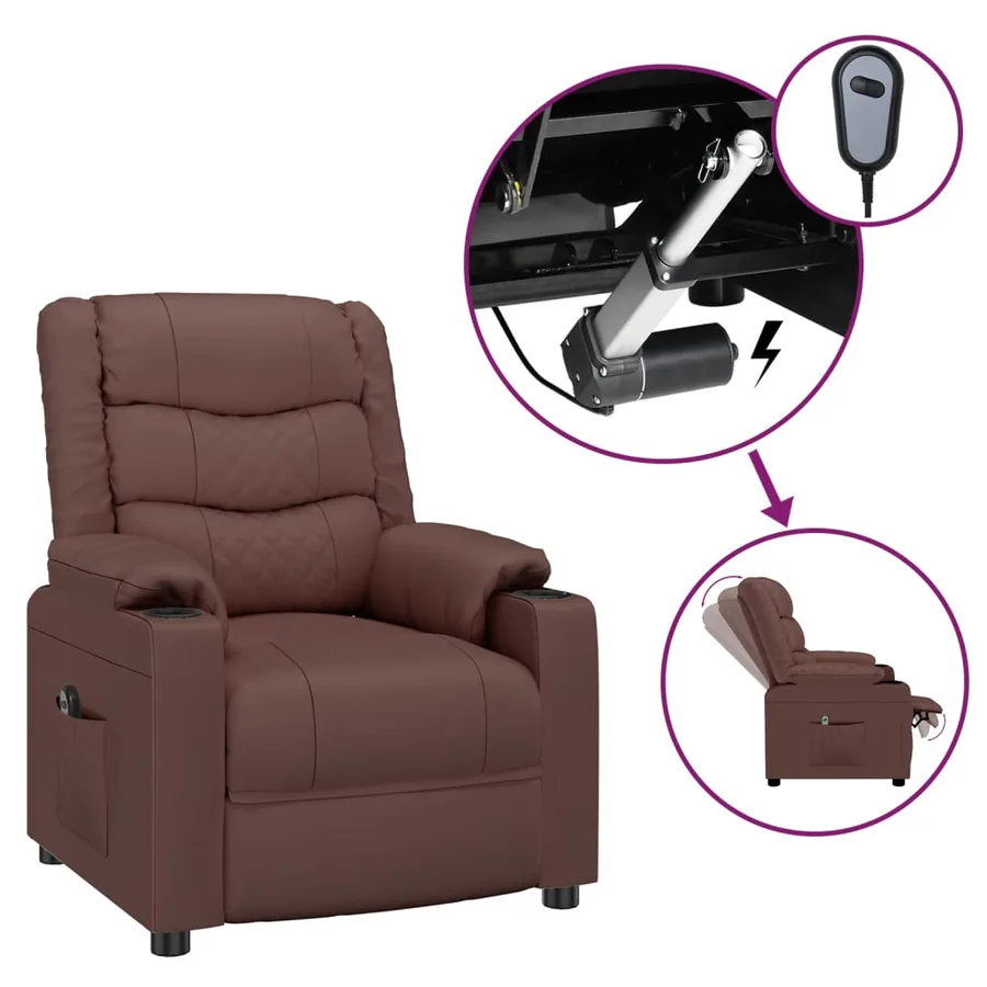 Fauteuil inclinable électrique Marron Similicuir - 2