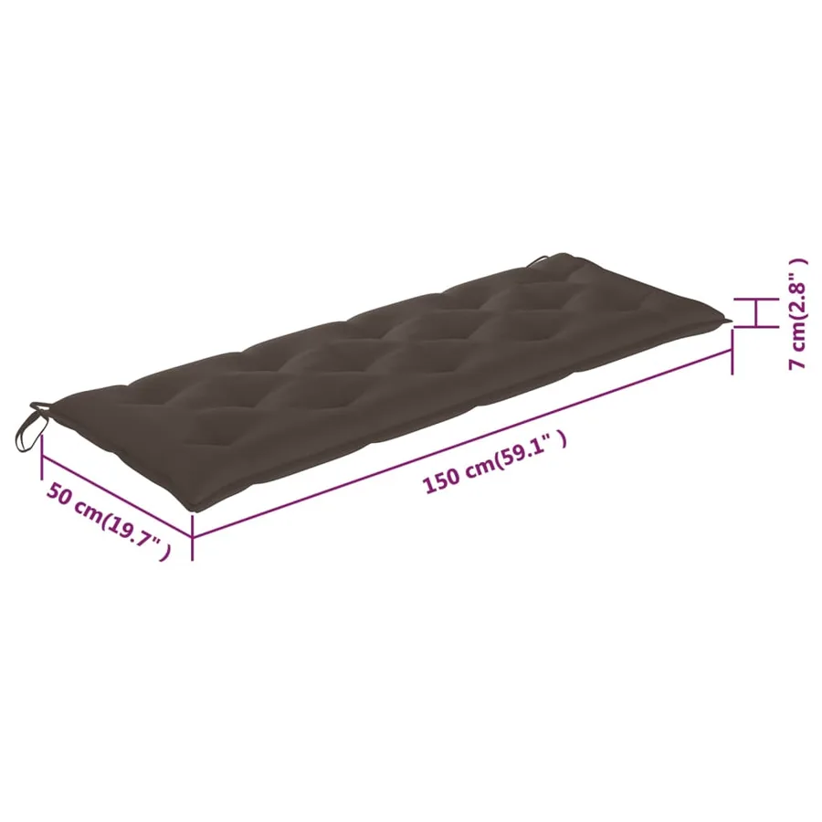 Banc de jardin 3 places avec coussin 150 cm Bois d'eucalyptus - 12