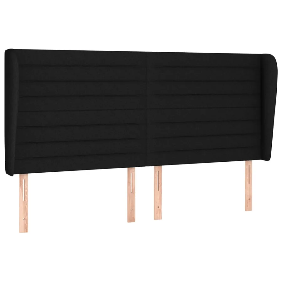 Tête de lit avec oreilles Noir 163x23x118/128 cm Tissu - 2