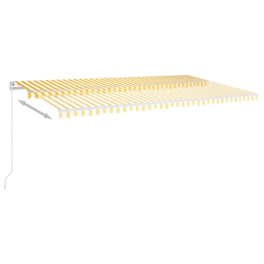 Auvent manuel rétractable avec LED 600x300 cm Jaune et blanc - 6