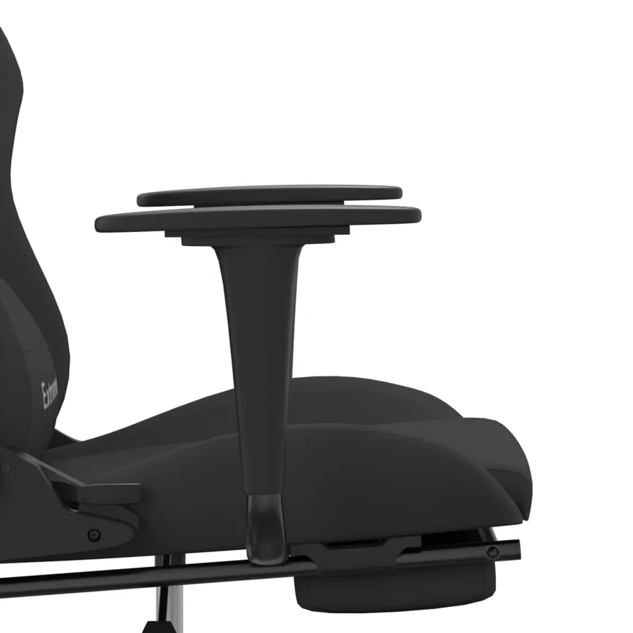 Chaise de jeu de massage avec repose-pied Noir Tissu - 10