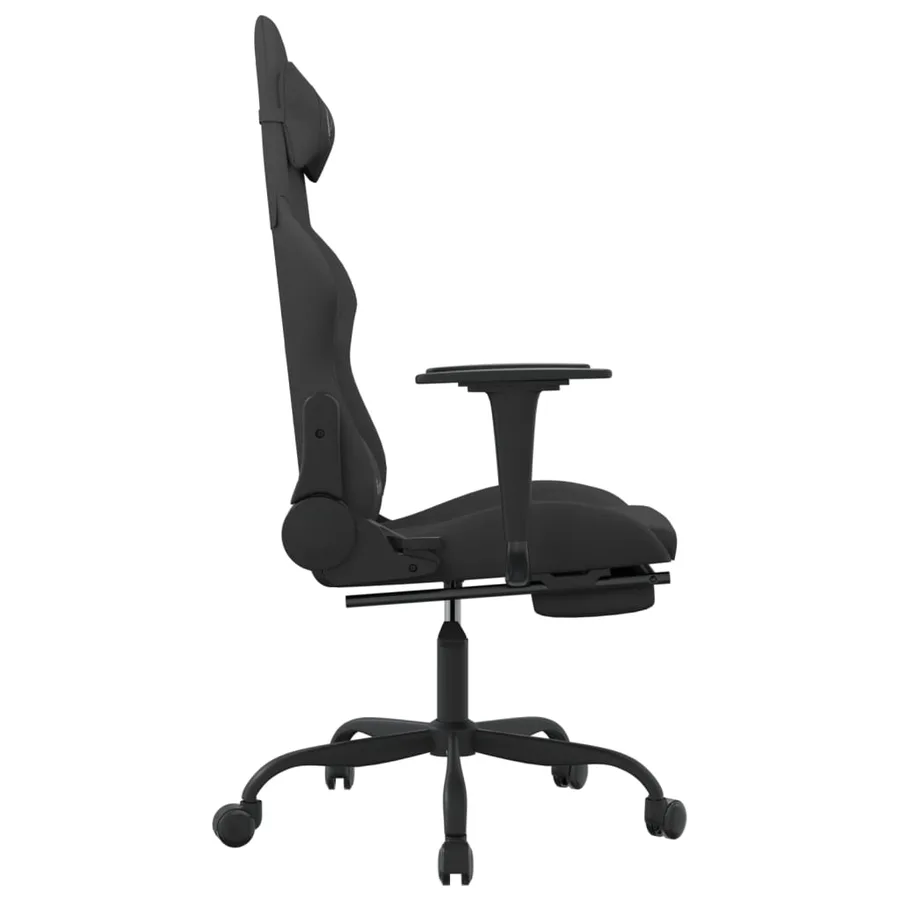 Chaise de jeu de massage avec repose-pied Noir Tissu - 5