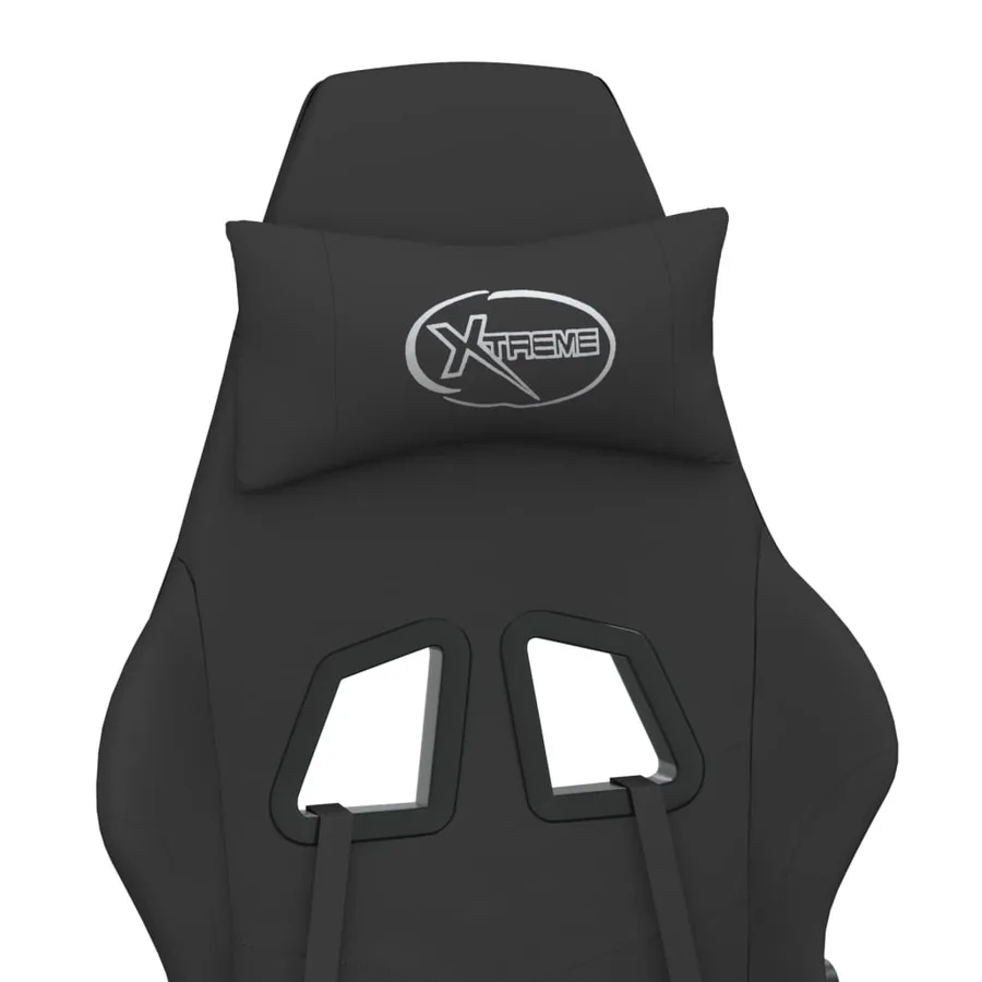 Chaise de jeu de massage avec repose-pied Noir Tissu - 7