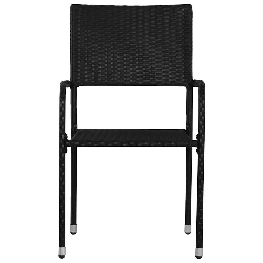 Chaise à dîner de jardin empilable lot de 2 noir résine tressée - 3