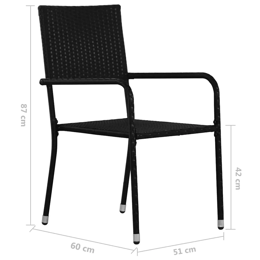 Chaise à dîner de jardin empilable lot de 2 noir résine tressée - 6