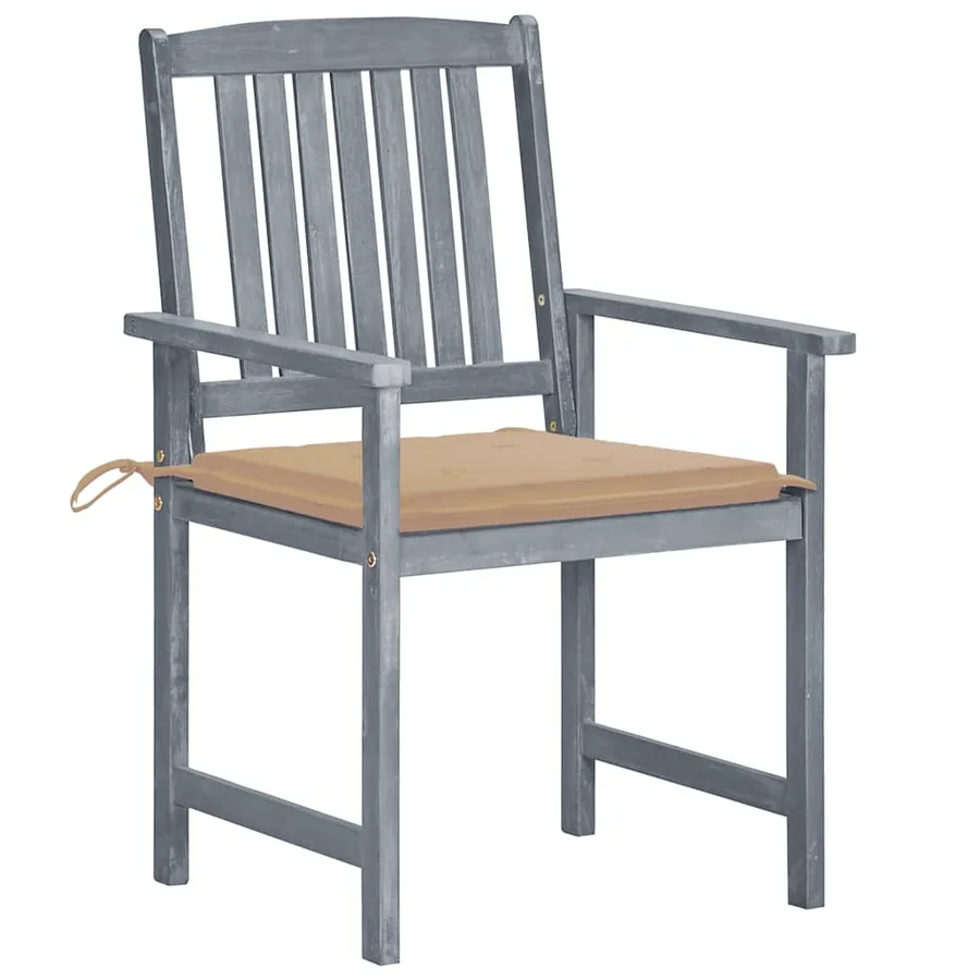 Chaises de jardin et coussins lot de 6 Bois acacia massif Gris - 2