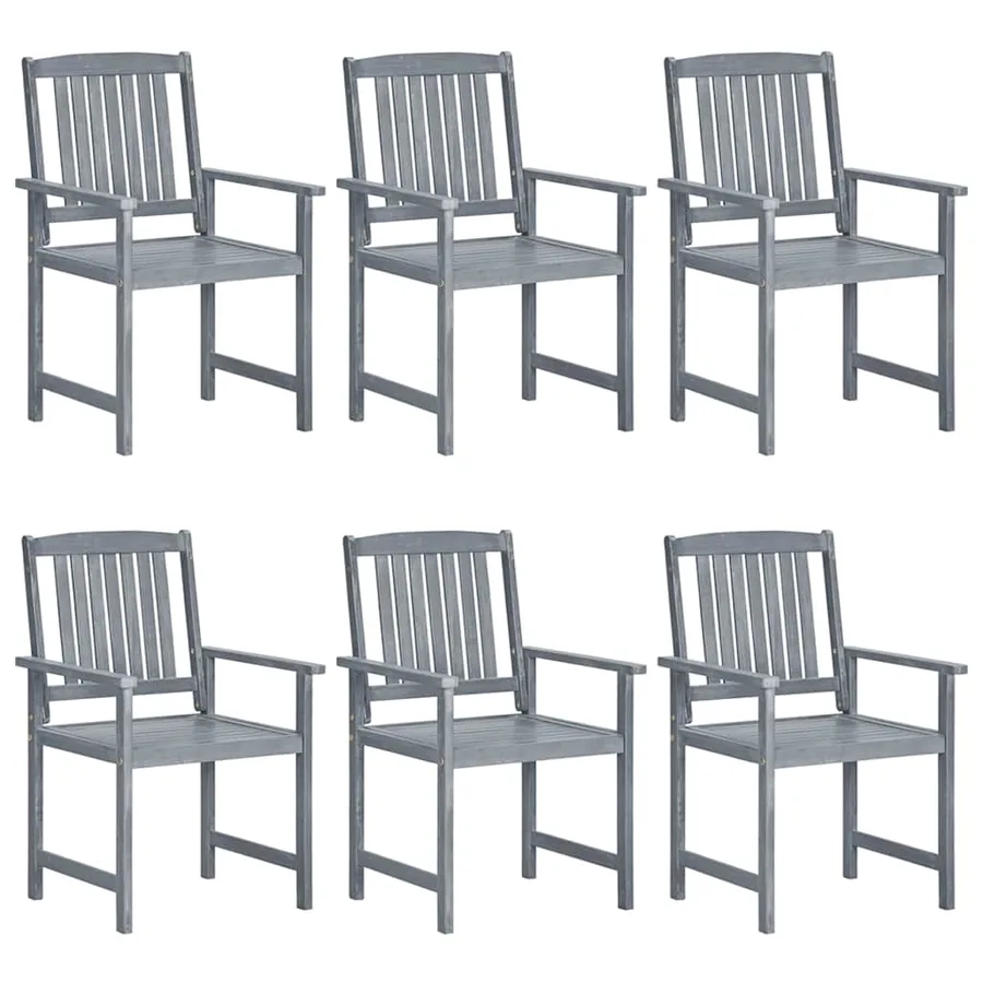 Chaises de jardin et coussins lot de 6 Bois acacia massif Gris - 3