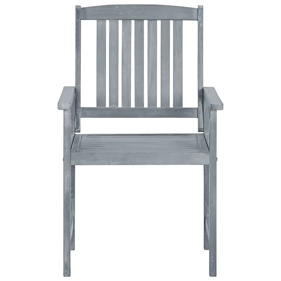 Chaises de jardin et coussins lot de 6 Bois acacia massif Gris - 5